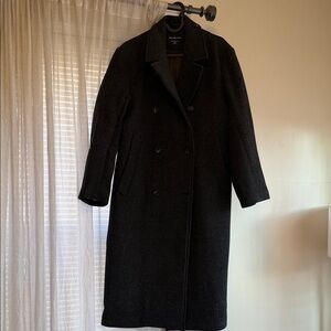 Abercrombie Men’s Black Long Double-Breasted Wool Coat